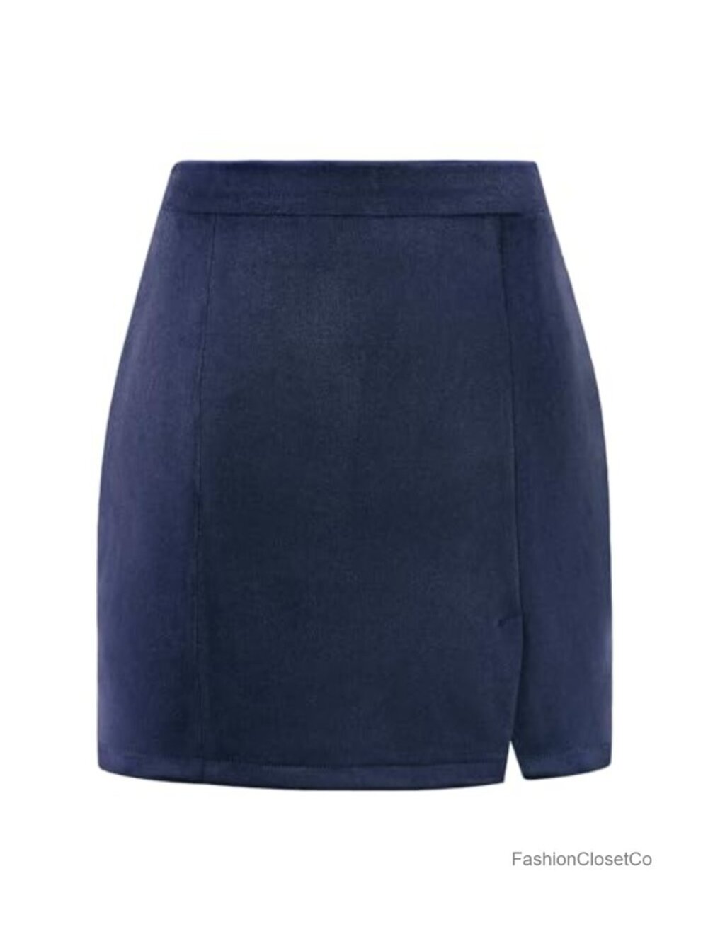 Women's High Waist Bodycon Pencil Mini Skirt Faux Suede Stretch Side Slit - Picture 4 of 6